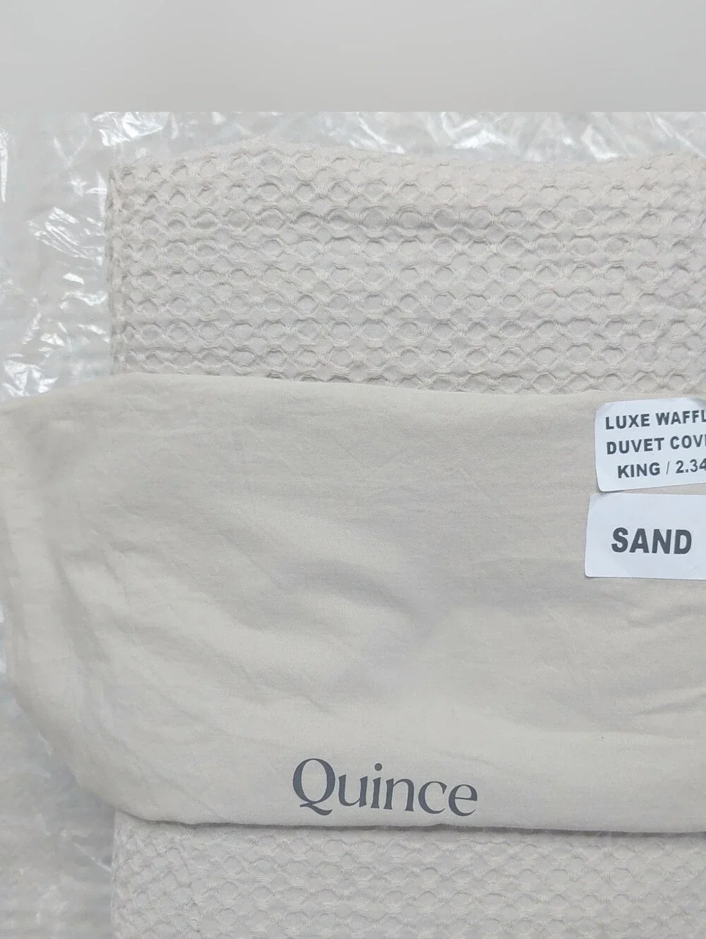 NWOT! Quince 100% Organic Cotton Waffle Sand Duvet Cover! King/ Cal King  (115)